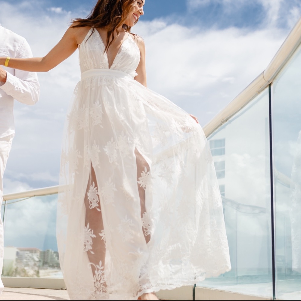 White Flowy Dress floor length